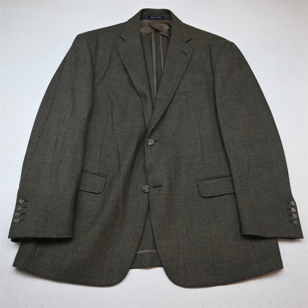 Austin Reed 42R Green Houndstooth 100% Lambswool Tweed Soft Shoulder Blazer